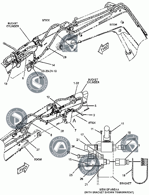 [2321569-LINES GROUP-BUCKET CYLINDER  -2ND AUXILIARY, LONG STICK]